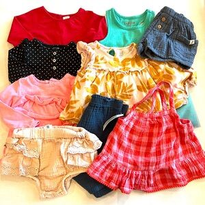 Lot of (10)  12 M Girls Tops, Shorts, Pants, Multiple Brands Carter’s Cat&Jack